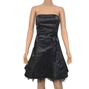 JESSICA MCCLINTOCK , Gunne Sax Party‎ Dress Fit & Flare Black Polka - dot Sz 5/6
